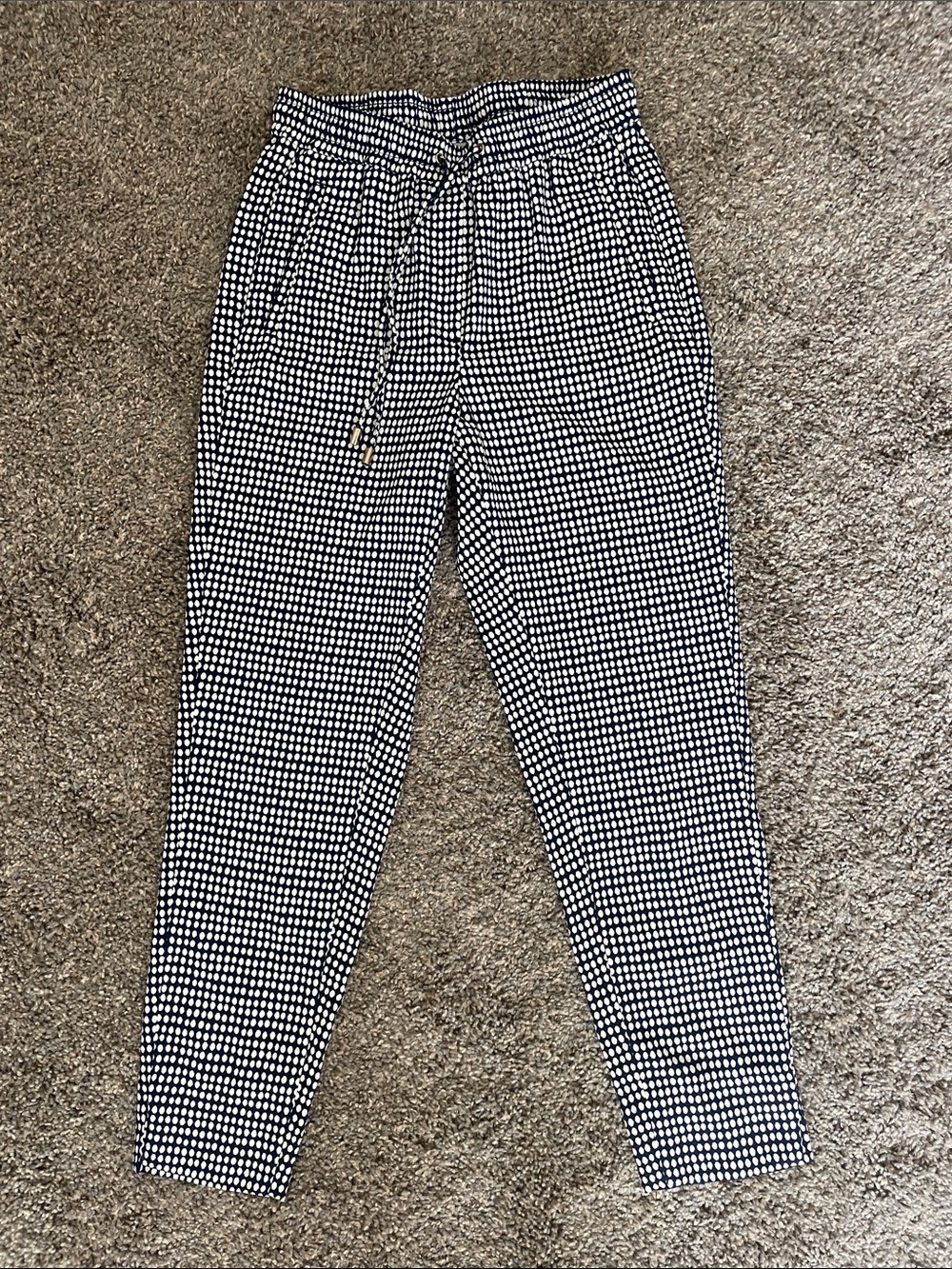 H&M Navy and White Gingham Pull-On Pants